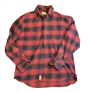 Jachs Red Black Gorpcore Outdoor Flannel Button Down Shirt Men LT